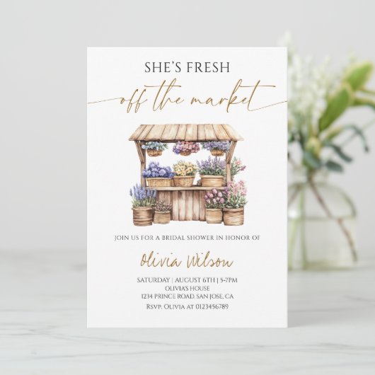 Ze is net klaar met het Market Vrijgezellenfeest P Kaart (Staand voorkant)