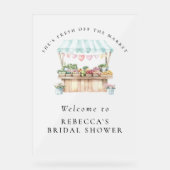 Ze is net uit de markt Vrijgezellenfeest Welkom Acryl Bord (Voorkant)