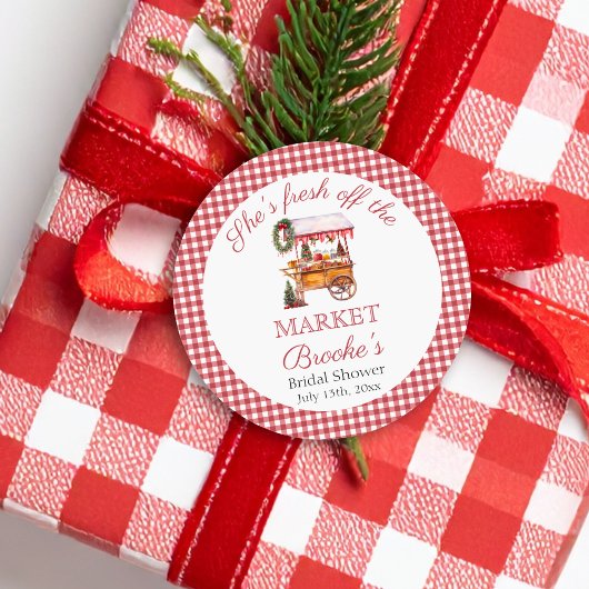 Ze is net van de markt Kerst Bruidsborrel Ronde Sticker