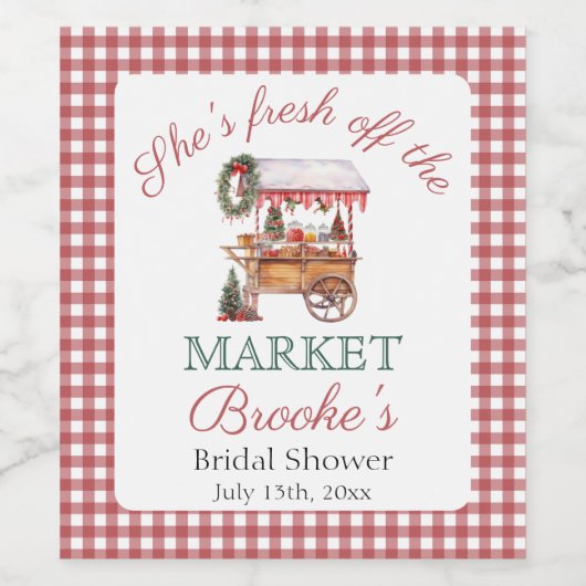 Ze is net van de markt Kerstmis Bruidsfeest Wijn Etiket (Enkel label)