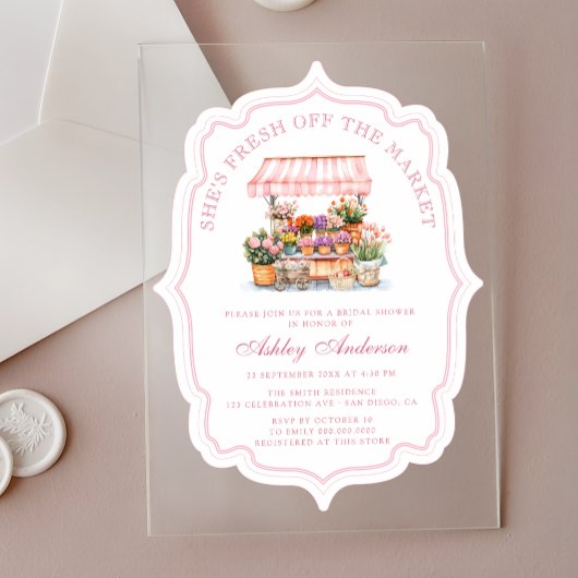 Ze is nog vers van de markt Vrijgezellenfeest Acryl Uitnodigingen