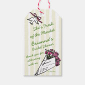 Ze is nog vers van de markt vrijgezellenfeest guns cadeaulabel (Voorkant)