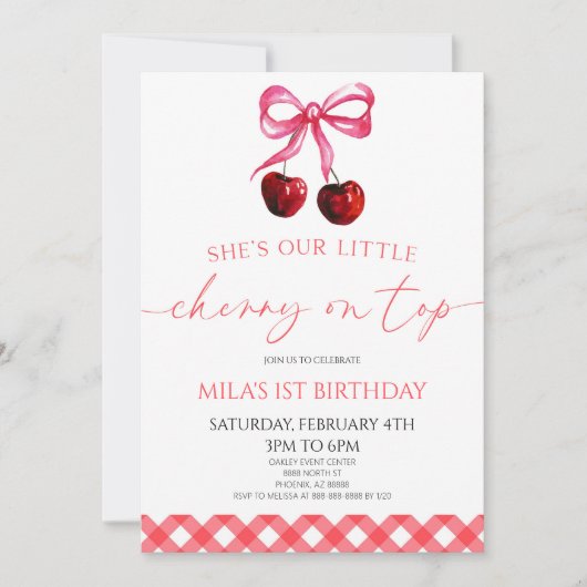 Ze is onze kleine kers op de boog verjaardagsfeest kaart (Voorkant)