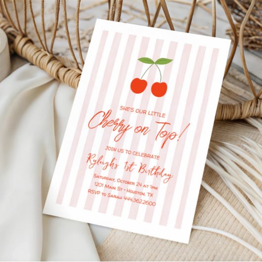 Ze is onze kleine kers op top meisjes 1e verjaarda kaart