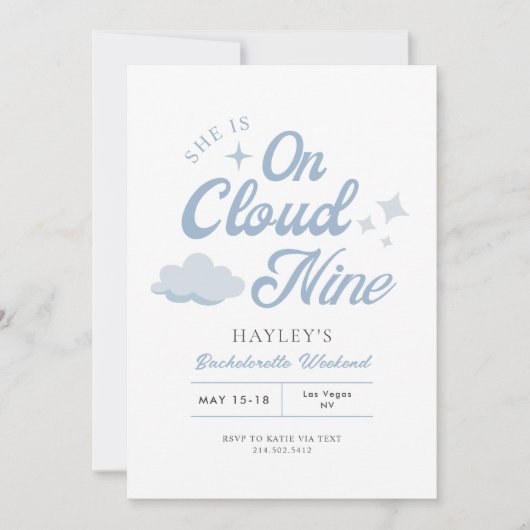 Ze is op Cloud 9 Bachelorette Weekend Route Kaart (Voorkant)