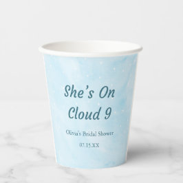 Ze is op Cloud 9 Droom Hemelsblauw Bruidsdouche  Papieren Bekers