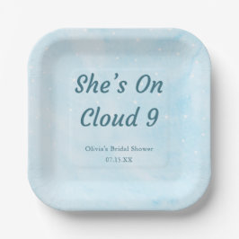 Ze is op Cloud 9 Droom Hemelsblauw Bruiloft  Papieren Bordje