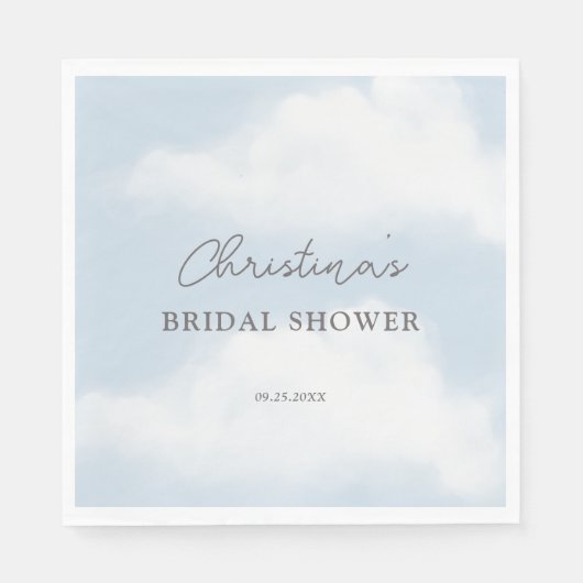 Ze is op Cloud 9 Droomachtige Aquarel Bruidsdouche Servet (Voorkant)