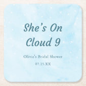 Ze is op Cloud 9 Droomhemelblauwe Bruiloftsdouche Kartonnen Onderzetters (Voorkant)