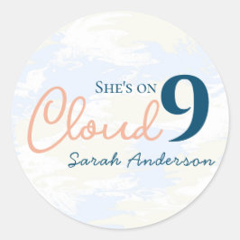 Ze is op Cloud 9 Minimalistische Bruidsdouche Ronde Sticker