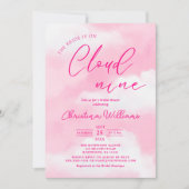 Ze is op Cloud 9 Pink Vrijgezellenfeest Kaart (Voorkant)