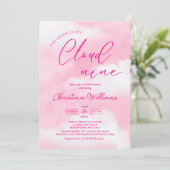 Ze is op Cloud 9 Pink Vrijgezellenfeest Kaart (Staand voorkant)