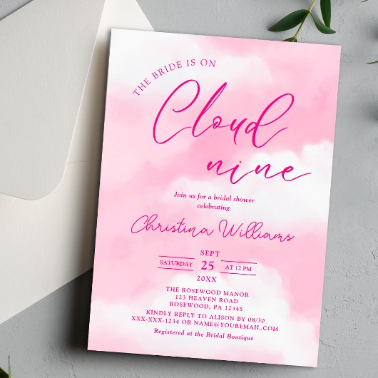 Ze is op Cloud 9 Pink Vrijgezellenfeest Kaart