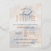 Ze is op cloud 9 Roos Gold Elegant Vrijgezellenfee Folie Uitnodiging (Voorkant)