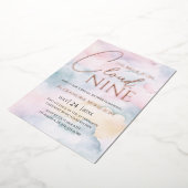 Ze is op cloud 9 Roos Gold Elegant Vrijgezellenfee Folie Uitnodiging (Gedraaid)