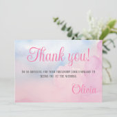 Ze is op Cloud 9 roze Waterverf Vrijgezellenfeest Bedankkaart (Staand voorkant)