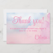 Ze is op Cloud 9 roze Waterverf Vrijgezellenfeest Bedankkaart (Voorkant)