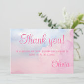 Ze is op Cloud 9 roze Waterverf Vrijgezellenfeest Bedankkaart (Staand voorkant)