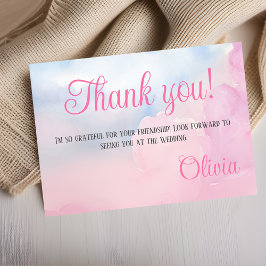 Ze is op Cloud 9 roze Waterverf Vrijgezellenfeest Bedankkaart