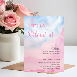 Ze is op Cloud 9 roze Waterverf Vrijgezellenfeest Kaart