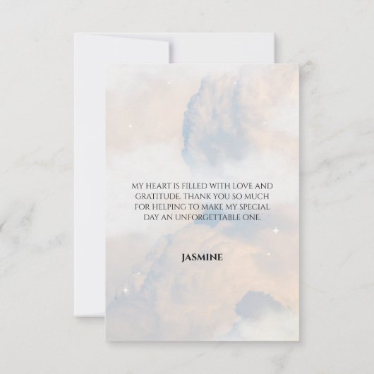 Ze is op cloud 9 Vrijgezellenfeest Dreamweaver Pas Bedankkaart (Achterkant)