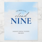 Ze is op cloud 9 Vrijgezellenfeest droompasta Sky Wijn Etiket (Enkel label)