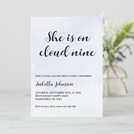Ze is op Cloud Nine Bachelorette Party Kaart (Staand voorkant)
