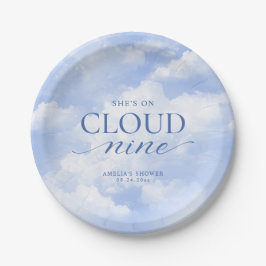 Ze is op Cloud Nine Blue Bruidsdouche Papieren Bordje