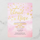Ze is op Cloud Nine Dreamy Pink Vrijgezellenfeest Folie Uitnodiging (Voorkant)