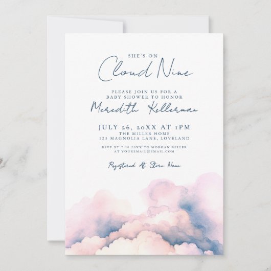 Ze is op Cloud Nine Elegant Baby shower Kaart (Voorkant)