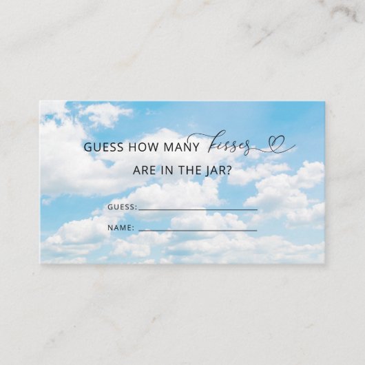 Ze is op Cloud Nine Hoeveel Kisses Bruidsspel Informatiekaartje (Voorkant)