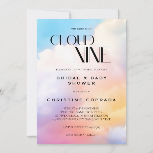 Ze is op Cloud Nine Pastel Bridal en Baby shower Kaart (Voorkant)