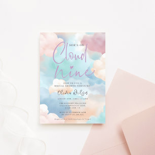 Ze is op Cloud Nine Pastel Colors Vrijgezellenfees Kaart