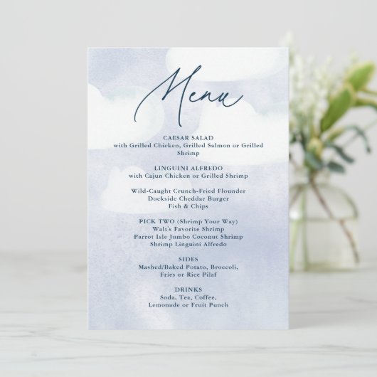 Ze is op Cloud Nine Vrijgezellenfeest Menu (Staand voorkant)