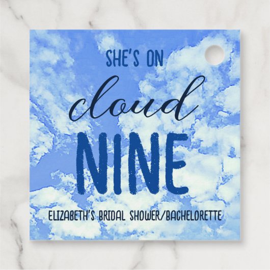 Ze is op de cloud negen! Vrijgezellenfeest/Bachelo Bedankjes Labels (Achterkant)