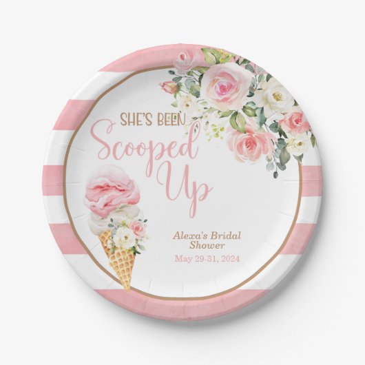 Ze is op maat gescoopt (stripes) papieren bordje (Voorkant)