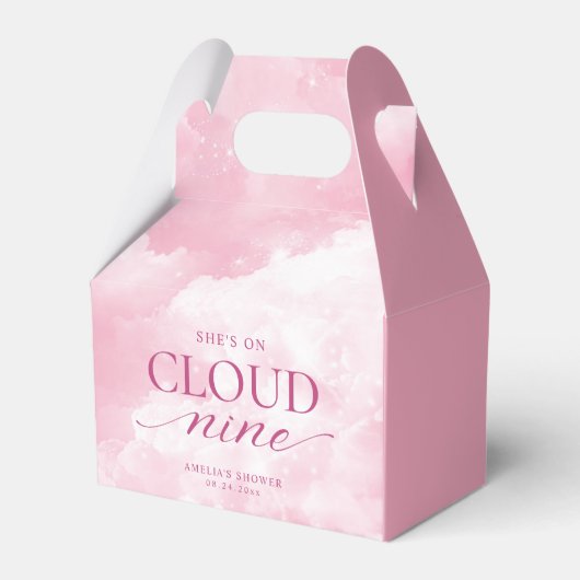 Ze is op roze wolk negen bruids douche bedankdoosjes (Voorkant Zijde)