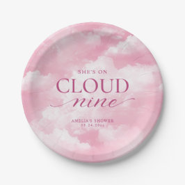Ze is op roze wolk negen bruids douche papieren bordje