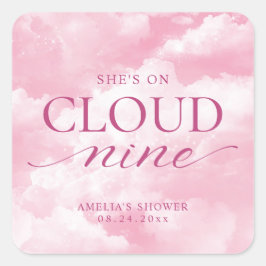 Ze is op roze wolk negen bruidsfeest vierkante sticker