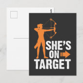 Ze is op Target - Archer Arrow Archery Women Girl Briefkaart (Voorkant / Achterkant)