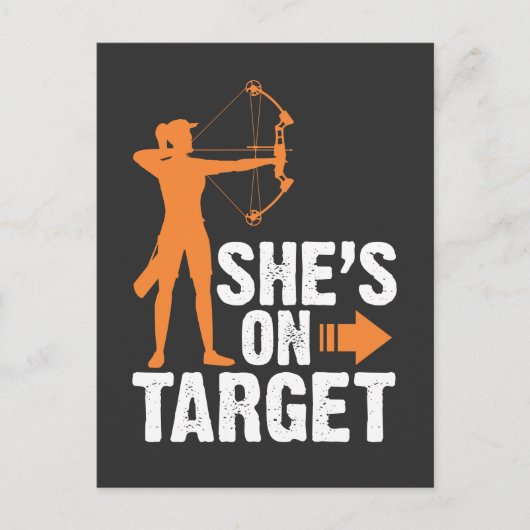 Ze is op Target - Archer Arrow Archery Women Girl Briefkaart (Voorkant)