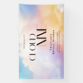 Ze is op wolk 7 Kleurrijke Pastelkleurige Bruidsdo Spandoek (Verticaal)