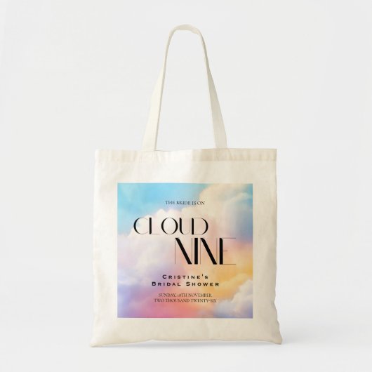 Ze is op wolk 7 Kleurrijke Pastelkleurige Bruidsdo Tote Bag (Voorkant)
