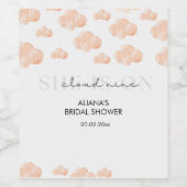 Ze is Op wolk 9 Bruidsdouche Minimal Pastel Wijn Etiket (Enkel label)