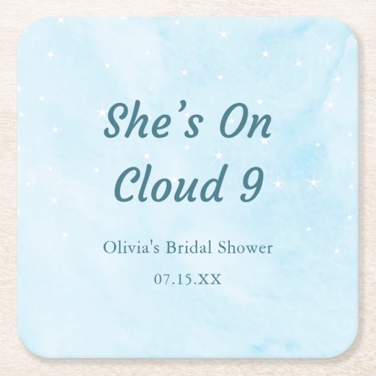 Ze is op wolk 9 Droom Hemelblauwe Bruidsdouche Kartonnen Onderzetters (Voorkant)