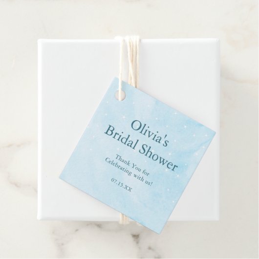 Ze is op wolk 9 Droomhemelblauwe Bruiloftsborrel  Bedankjes Labels (In situ)