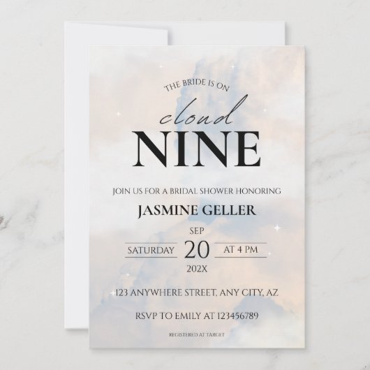 Ze is op wolk 9 Elegante Bruidsdouche Droomy Kaart (Voorkant)