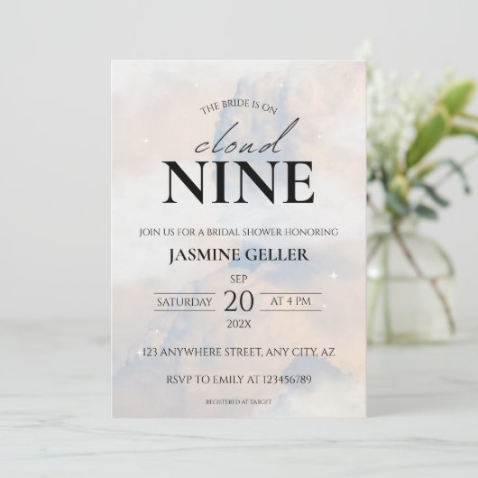 Ze is op wolk 9 Elegante Bruidsdouche Droomy Kaart (Staand voorkant)