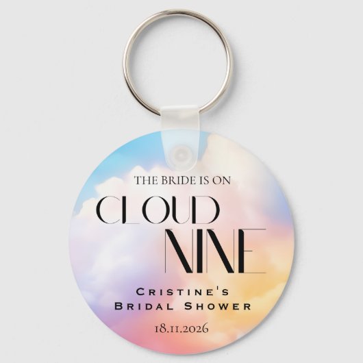 Ze is op wolk 9 Kleurrijke Pastelkleurige Bruidsdo Sleutelhanger (Voorkant)