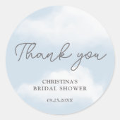 Ze is op Wolk 9 Watercolor Bruidsdouche Ronde Sticker (Voorkant)